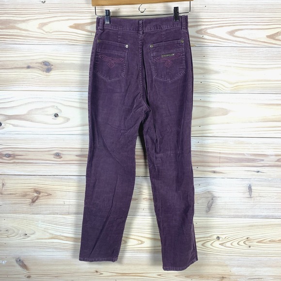 Vtg 70s Tour de France Pants Corduroy Purple Straight High Waisted - Picture 2 of 8